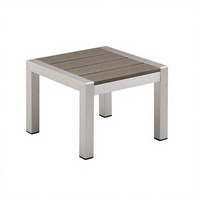 Table d'appoint carrée moderne pour extérieur, structure en aluminium brossé argenté, résistante aux intempéries, pour plateau à lattes, anti-rouille, table durable
