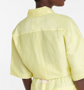 <span class=keywords><strong>Camicia</strong></span> Elegante da Donna in <span class=keywords><strong>Lino</strong></span> e Cotone Oversize, Casual, Personalizzabile, Lavabile, Ecologica, di Alta Qualità, in Giallo - Product Image 3