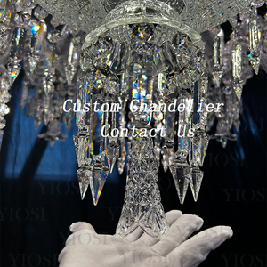 Candelabro de cristal K9 de lujo plateado personalizado, iluminación de villas modernas, candelabro de cascada de techo alto - Product Image 5