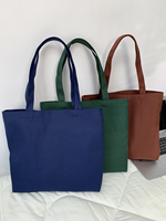 Tas Tote Kanvas Kapas Kapasitas Besar Custom, Tas Belanja Warna Solid Tahan Lama dengan Ritsleting, Tas Tote Selempang untuk Wanita