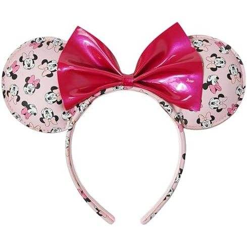 Light Pink Minnie Print With Bright Pink Bow