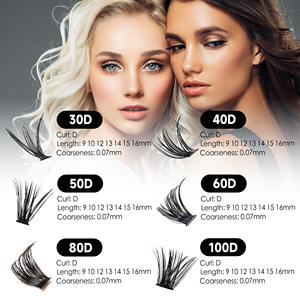 Cils en grappe thermocollés 3D 30D 40D 50D 60D 80D 100D en fibre PBT, pré-faits pour <span class=keywords><strong>extension</strong></span> DIY, doux, naturels, sans cruauté animale, pour marque privée - Product Image 5