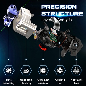 Nouvel Arrivage Phare LED H4 Super Lumineux à Trois Lasers, Lentille de Projecteur Bi-LED de 3,0 Pouces, Faisceau Hi/Lo, 200W/130W, Coupe-Feuille Plat - Product Image 2