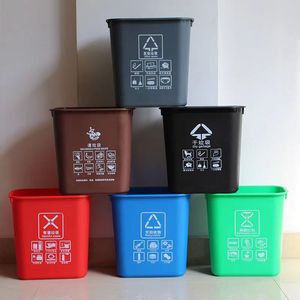 Multi Color Categorized Household Plastic Open Top Trash Can 12L <b>Square</b> Indoor Kitchen Hotel Restaurant School Storage <b>Bin</b> - Product Image 1