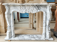 Cheminée en marbre de luxe, grande dalle sculptée à la main en pierre naturelle, design traditionnel poli pour la décoration intérieure du salon