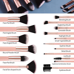 16 pz Set di pennelli per il trucco vegano professionale per capelli morbidi di capra, spazzola per fondotinta con custodia da viaggio - Product Image 3