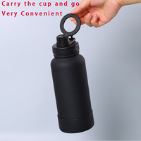Botella Deportiva de Vacío de 1000ml, Acero Inoxidable SS304, Tapa con Soporte Magnético para Teléfono, Base de Silicona, Personalizable al por Mayor, Acabado Mate, Aislada, para Negocios y Actividades al Aire Libre