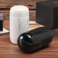 Nueva doble capa 304 Acero inoxidable estrella Mini bolsillo portátil pequeña capacidad impresa termo taza para parejas botella de café