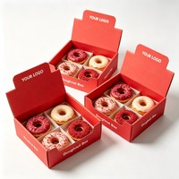 Boîte en papier pour donuts en gros, présentoir alimentaire très demandé, boîte à donuts, boîte de présentation pour snacks, personnalisable