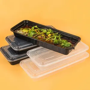 2000Ml 2800Ml 3600Ml 3800Ml 4200Ml Chinees Voedselrestaurant Plastic Rechthoekige Gegrilde Vis Bbq Verpakking Voedselverpakkingen