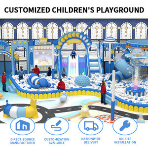 Aire de jeux intérieure sur le thème de l'océan avec piscine à balles, toboggan et piste de course pour enfants, centre de divertissement scolaire - Product Image 3