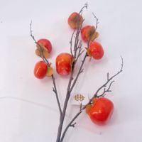 Offre Spéciale : Branche de kaki artificielle avec fruits et tiges pour arrangements floraux, décoration style ferme