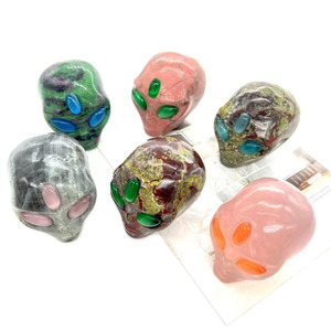 <span class=keywords><strong>Calaveras</strong></span> talladas a mano naturales de alta calidad al por mayor Cristal curativo pulido <span class=keywords><strong>Calaveras</strong></span> alienígenas de <span class=keywords><strong>tres</strong></span> ojos - Product Image 4