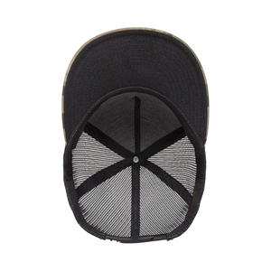 Casquettes de camionneur structurées à 5 panneaux en gros, maille noire, visière plate, snapback, logo brodé personnalisé, casquettes de sport camouflage pour la chasse - Product Image 3