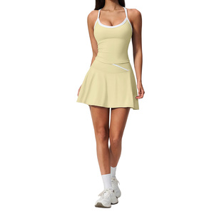 Nouvel ensemble de tennis d'été 2 pièces : débardeur de sport rembourré uni à dos nageur et jupe-short de yoga taille haute pour la gym, l'entraînement quotidien et le fitness - Product Image 2