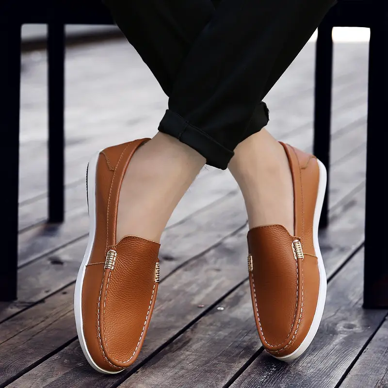 2023 New model low-cut custom latest mens driving loafers casual slip on leather upper high quality British style boat shoes