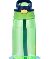 Vaso Reutilizable Transparente de PC de 360 ml (12 oz) para Niños, Taza Portátil con Pajita Abatible y Tapa Antiderrames, Libre de BPA