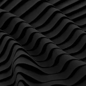 Tissu plissé en mousseline de soie à haute densité, 100% polyester, couleur noire, 75D