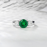 DEYIN Nouveauté Bijoux fantaisie Argent 925 Pierre émeraude verte colombienne 2,28 ct Bague pour femmes