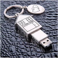 Clé USB 2.0 en métal personnalisée avec logo, en forme de maison, nouveau cadeau créatif pour l'immobilier et la construction, 8 Go/16 Go/32 Go/64 Go/128 Go