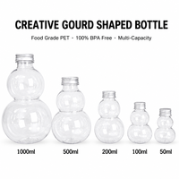 Bouteille en plastique jetable de 500 ml en gros, transparente, en PET, en forme de gourde, pour jus de fruits, thé au lait, avec couvercle à vis anti-fuite