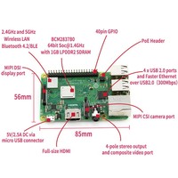 Raspberry Pi 3 Modelo B+, la Tercera Generación de Pi con un CPU Cortex-A53 de Cuatro Núcleos a 1.4GHz y 64 bits, Ethernet Más Rápido, USB y Almacenamiento Masivo