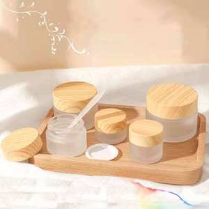 Bocaux en verre givré vides de 5g, 15g, 30g, 50g avec couvercle en bambou pour crème et lotion - Product Image 3