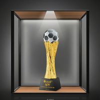 Coupe en verre cristal doré, trophée de football personnalisé, modèle d'ange en résine avec design imprimé UV, forme cube polie, souvenir ou cadeau