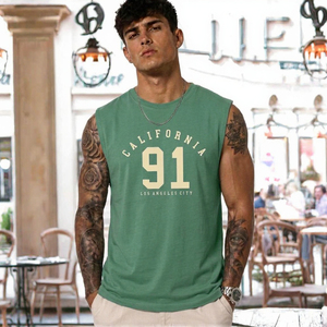 Débardeur de compression sans manches blanc pour homme, col rond, séchage rapide, respirant, sportif, fitness, logo réfléchissant, 100% polyester - Product Image 3