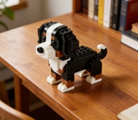 Ensemble de micro-briques mignonnes de chien de montagne de Berner, figurine animale à collectionner, décoration de bureau à domicile