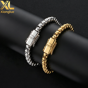 Nouveauté - Bracelet en Chaîne à Maillons en Acier Inoxydable Plaqué Or 18K - Forme de Perle Carrée - Cadeau pour Homme - Product Image 6