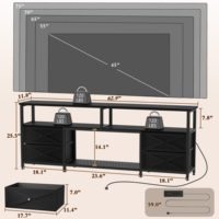 Meuble TV LED RGB avec 4 tiroirs et prise de courant, console multimédia industrielle de 62,9 pouces, centre de divertissement pour téléviseurs de 45 à 75 pouces, salon