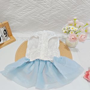 Pet Dog And Cat Clothes Blue <b>White</b> <b>Lace</b> Tulle Skirt Embroidered Princess Style Dress For Small Dogs Puppies - Product Image 4