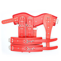 HM nouveau cuir corps Bondage Sexy camisole de force uniforme érotique avec menottes Costumes de retenue sexuelle pour BDSM