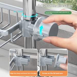 طبقة واحدة قائمة نوع معدني صنبور المطبخ رف التخزين بالوعة غسل الصحون الخضار الصلب الكرة الاسفنج استنزاف رف سهل - Product Image 2