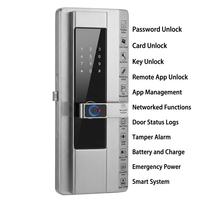 Serrure de porte intelligente noire, empreinte digitale, mot de passe, carte, entrée sans clé, contrôle par application, pour appartement, maison d'hôtes, hôtel