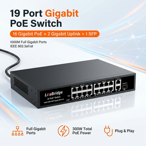 Ai สมาร์ทพอร์ต16กิกะบิต POE 2 Ge Uplink 1 SFP 300W Watchdog รีสตาร์ทสวิตช์ VLAN POE 250M สำหรับกล้องวงจรปิด IP NVR - Product Image 1