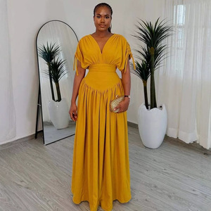 slim fit dress slacks Lady Black Tie - Khaleesi Dress - Mustard - Lace Dress with Fringe main image 1