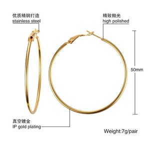 Boucles d'oreilles créoles fines en acier inoxydable, style européen et américain, grandes et exagérées, pour femmes - Product Image 5