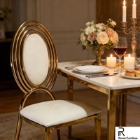 Chaise de salle à manger haut de gamme en acier inoxydable à dossier multi-cercles, idéale pour les mariages et événements – Meilleure vente