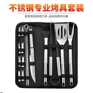 Ensemble d'ustensiles pour barbecue au charbon de bois pour le camping, 38 pièces, outils de barbecue en acier inoxydable avec brosse, gants résistants à la chaleur et faciles à nettoyer - Product Image 2