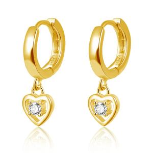 Pendientes de aro de oro rosa de moda <span class=keywords><strong>POLIVA</strong></span> para mujer, Aretes de Plata de Ley 925 con piedra de Zirconia en forma de corazón, joyería de moda - Product Image 1