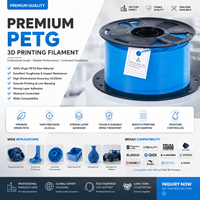 Filamen PETG 1.75mm Langsung dari Pabrik, Kekuatan Tinggi, Tidak Mudah Melengkung, Resin Plastik Virgin Segel Vakum, Spool untuk Pencetakan FDM OEM