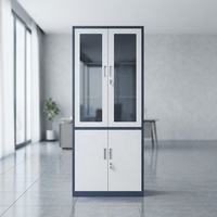 Armoires de classement modernes et durables avec 3 étagères réglables, porte en verre, serrure à clé, en acier, grande capacité, pour usage commercial, bureau, école, maison