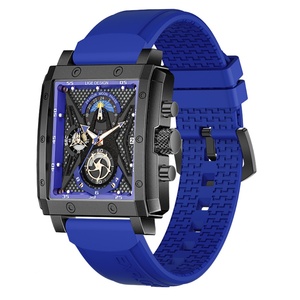 Lige 8965 Luxury Red Fashionable Quartz Watch Rubber Strap Moon Phase 24H Display <b>Chronograph</b> Leisure <b>Automatic</b> Concept Watch - Product Image 3