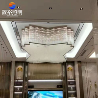 Lustre LED en fer et cristal K9 au design moderne et luxueux pour centre d'affaires, alimenté par courant alternatif, luminaires de plafond personnalisés pour hall d'hôtel