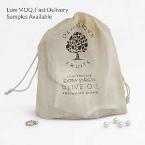 Sac écologique pour produits frais en coton biologique, sac de rangement alimentaire en gaze de coton 100% avec cordon de serrage, impression de logo personnalisée, service OEM - Product Image 3