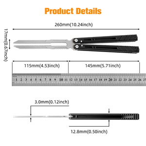 Cuchillo <span class=keywords><strong>Balisong</strong></span> de Alta Calidad con Mango de Aleación de Aluminio, Cuchillo Mariposa de Entrenamiento Delux, Cuchillo Mariposa Plegable de Acero al Carbono - Product Image 2