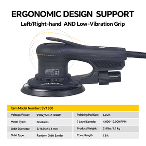 <span class=keywords><strong>Levigatrice</strong></span> Orbitale Casuale Elettrica Brushless da 360W 150MM con Eccentricità di 5mm, Confezione in Scatola di Plastica - Product Image 6