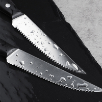 Ensemble de couteaux à Steak en acier allemand, Steak de cuisine 6 pièces, avec fourchette ergonomique et manche à Triple Rivets, 5Cr15Mov
